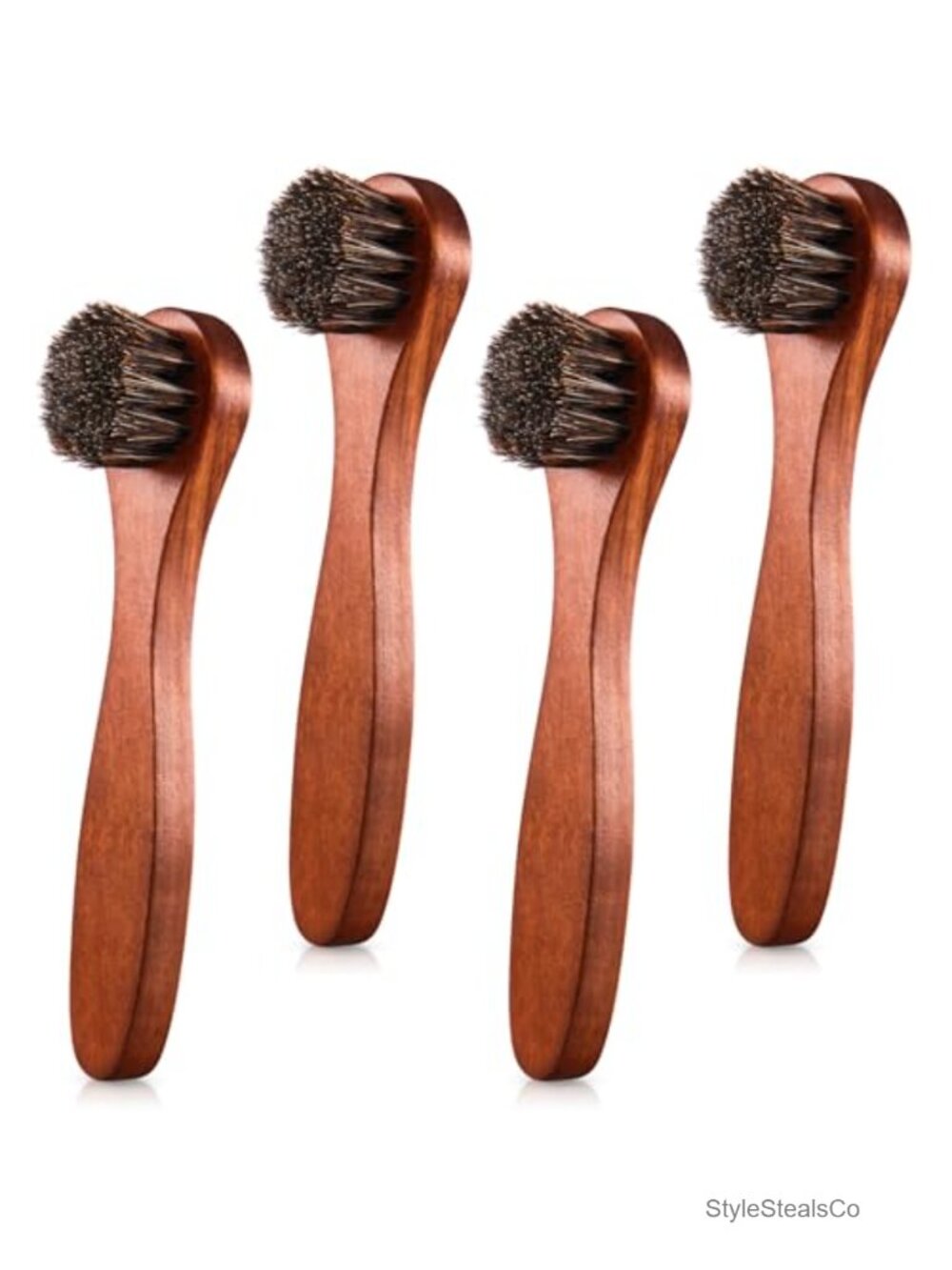 Horsehair Shoe Brush Kit 4 Pc Polish Dauber Applicators Leather Boot Care